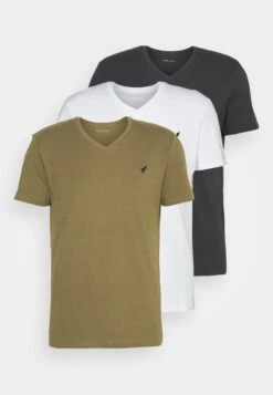 Pier One V Neck Bird Tonal 3 Pack - Camiseta Básica - White/Dark Green/Black 14 Pier One V Neck Bird Tonal 3 Pack - Camiseta Básica - White/Dark Green/Black -Pier One 27689eeb0035416d88bd562789582e8f