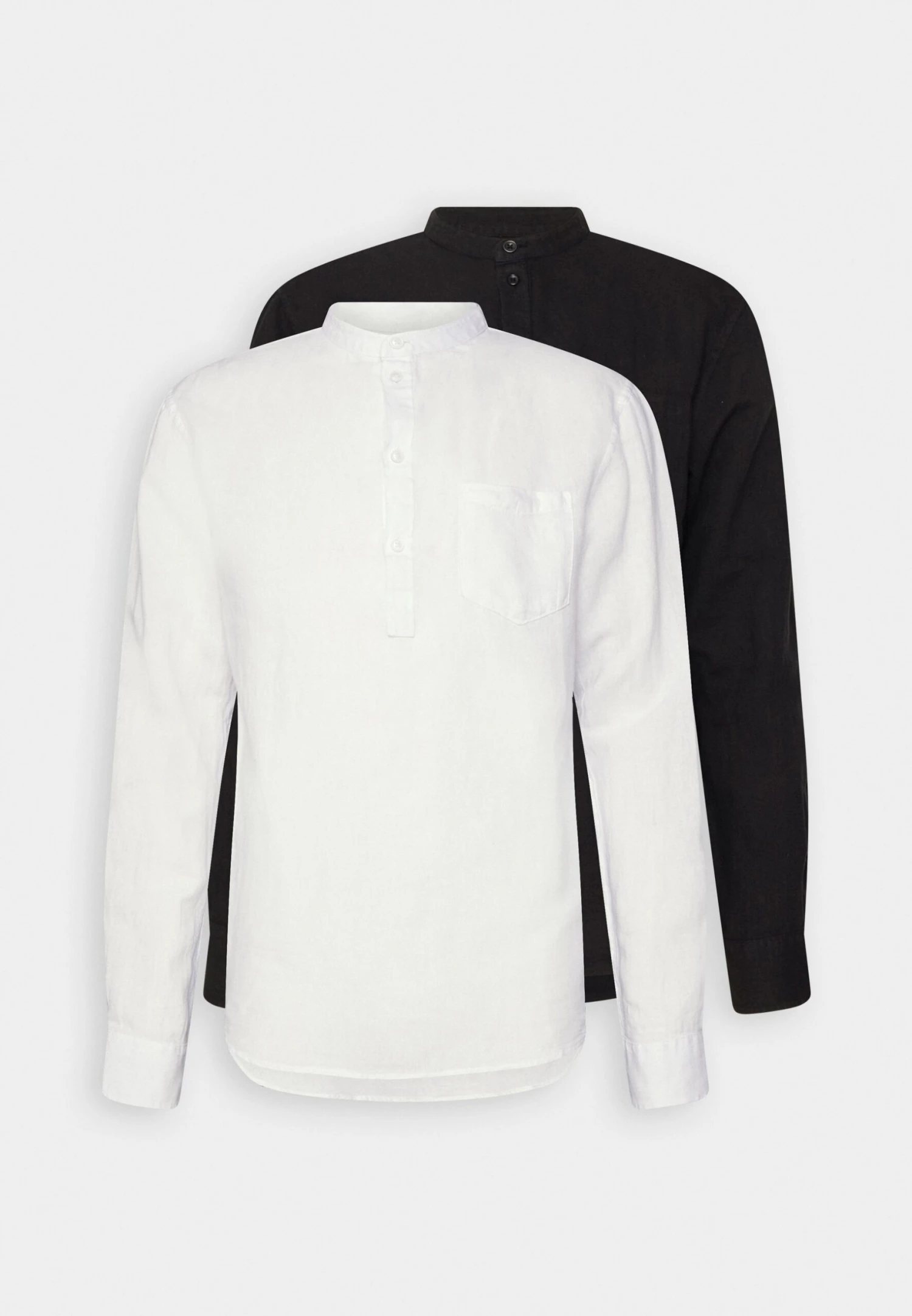 Pier One Linen Cotton Mix 2 Pack - Camisa - White/Black 3 Pier One Linen Cotton Mix 2 Pack - Camisa - White/Black