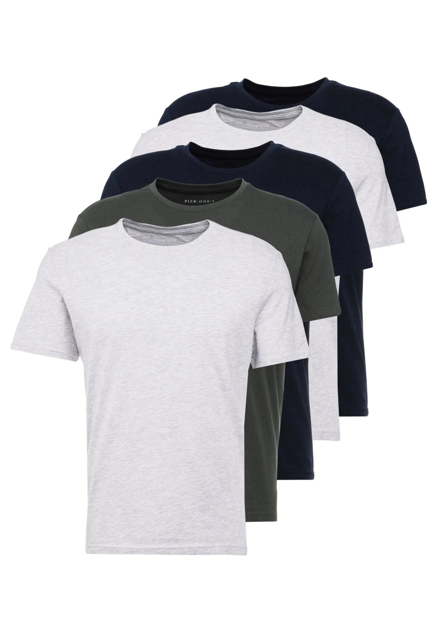 Pier One 5 Pack - Camiseta Básica - Dark Blue/Grey/Khaki 9 Pier One 5 Pack - Camiseta Básica - Dark Blue/Grey/Khaki - Imagen 7