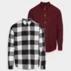 Pier One 2 Pack - Camisa - Bordeaux/Black/White 1 Pier One 2 Pack - Camisa - Bordeaux/Black/White -Pier One 47bc399cc02b417facf0eebd460437ff
