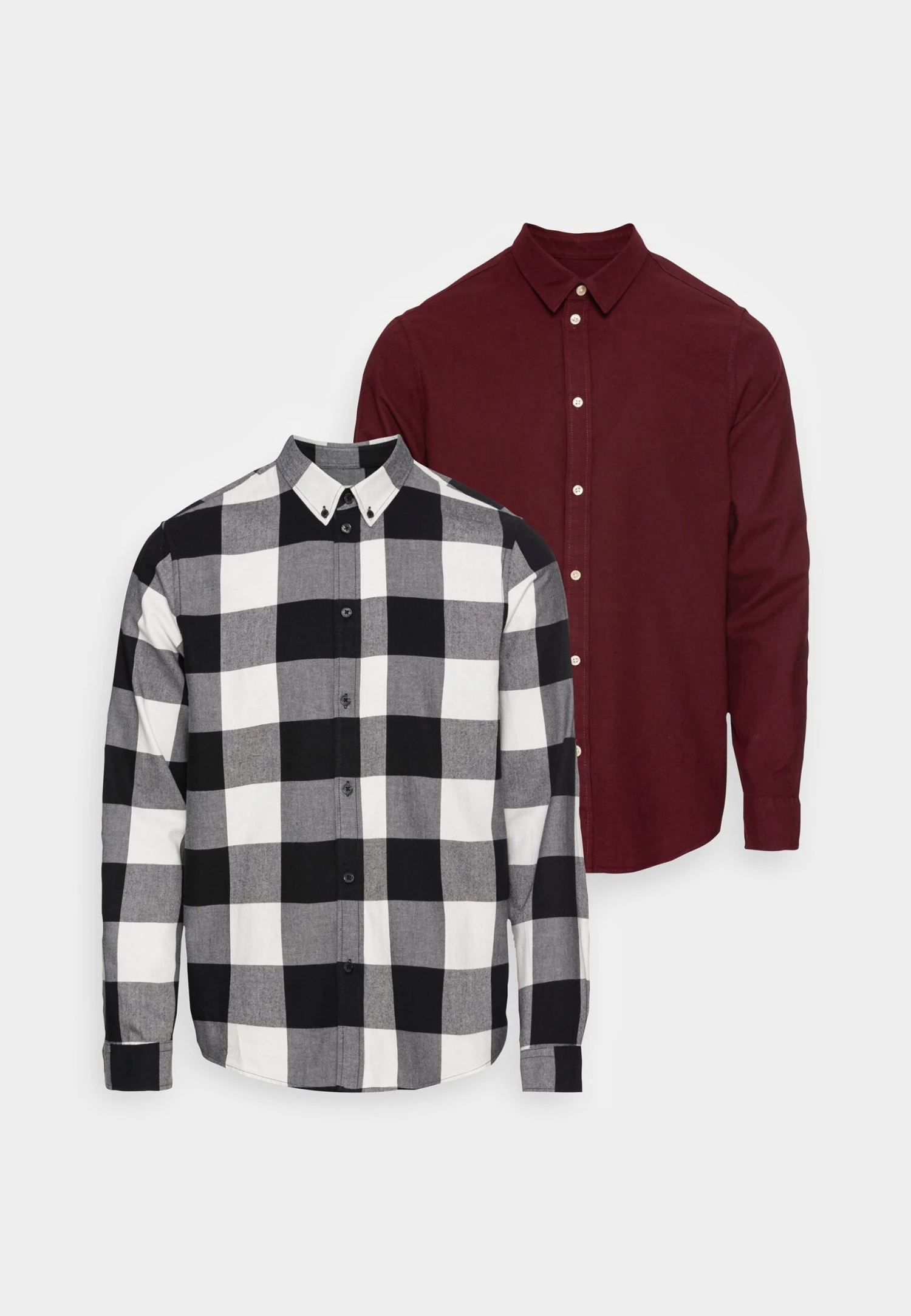 Pier One 2 Pack - Camisa - Bordeaux/Black/White 3 Pier One 2 Pack - Camisa - Bordeaux/Black/White