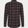 Pier One Camisa - Mottled Dark Grey / Bordeaux -Pier One 4f9ac067f5604d39acaa83e7a840259c