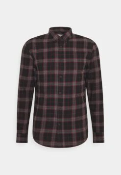 Pier One Camisa - Mottled Dark Grey / Bordeaux