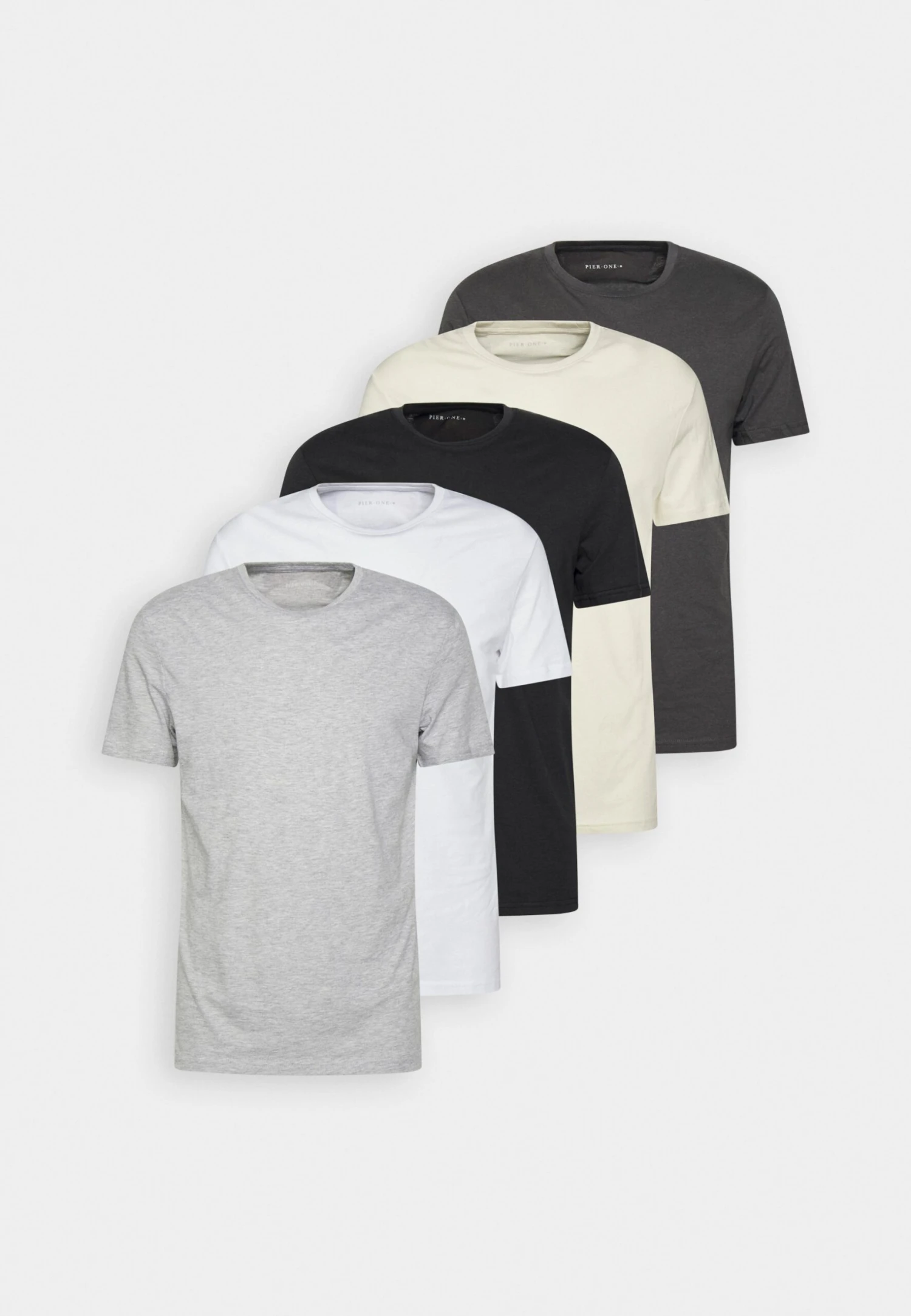 Pier One 5 Pack - Camiseta Básica - White/Off-White/Light Grey/Beige/Black 10 Pier One 5 Pack - Camiseta Básica - White/Off-White/Light Grey/Beige/Black - Imagen 8
