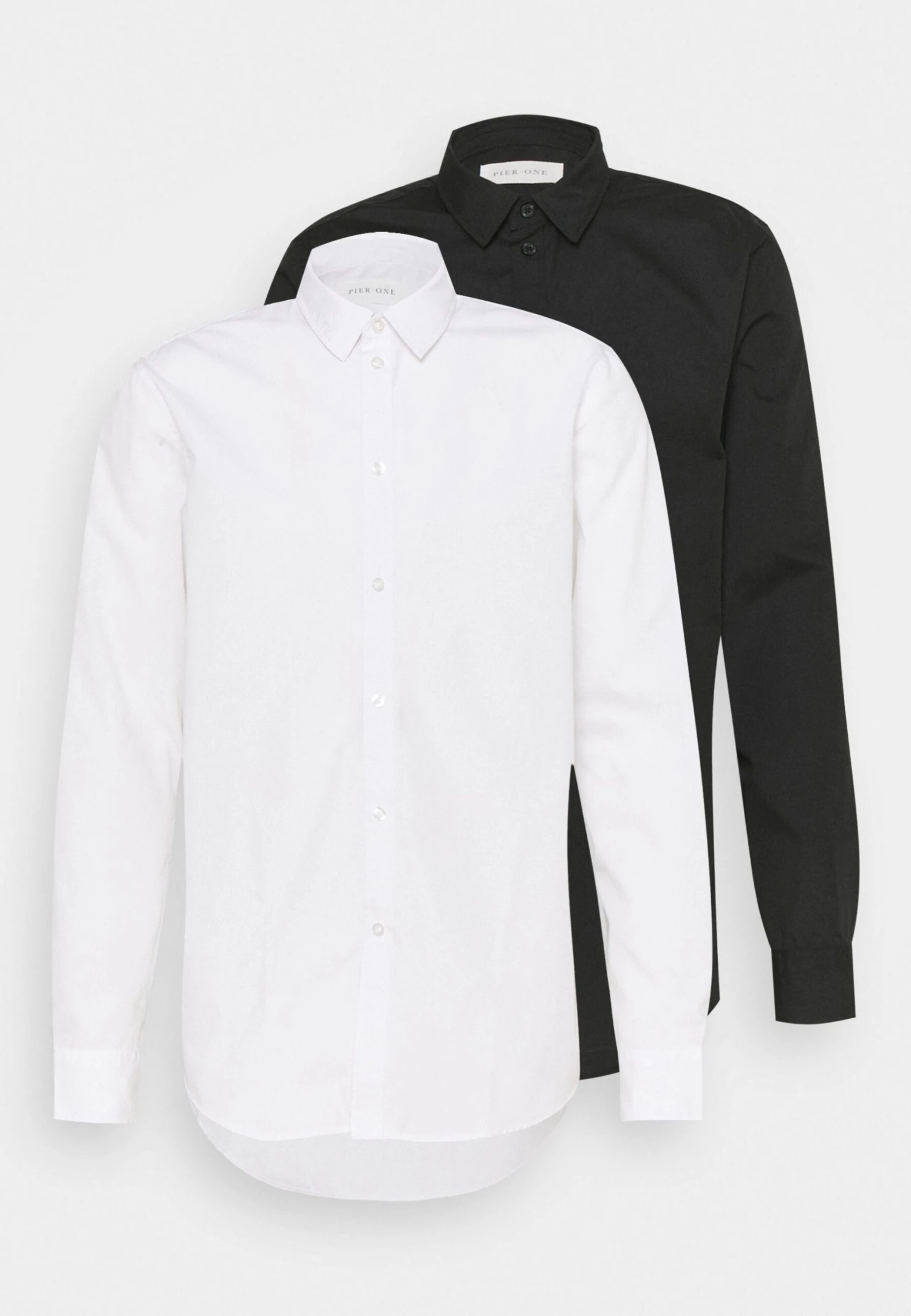 Pier One 2 Pack - Camisa Elegante - White/Black 3 Pier One 2 Pack - Camisa Elegante - White/Black