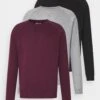 Pier One 3 Pack - Sudadera - Bordeaux/Black/Grey