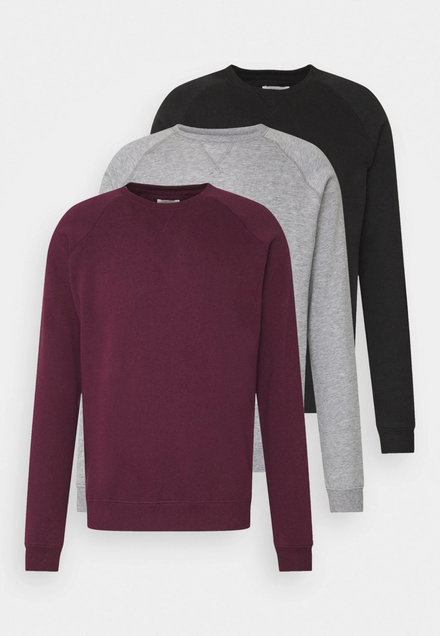 Pier One 3 Pack - Sudadera - Bordeaux/Black/Grey 3 Pier One 3 Pack - Sudadera - Bordeaux/Black/Grey
