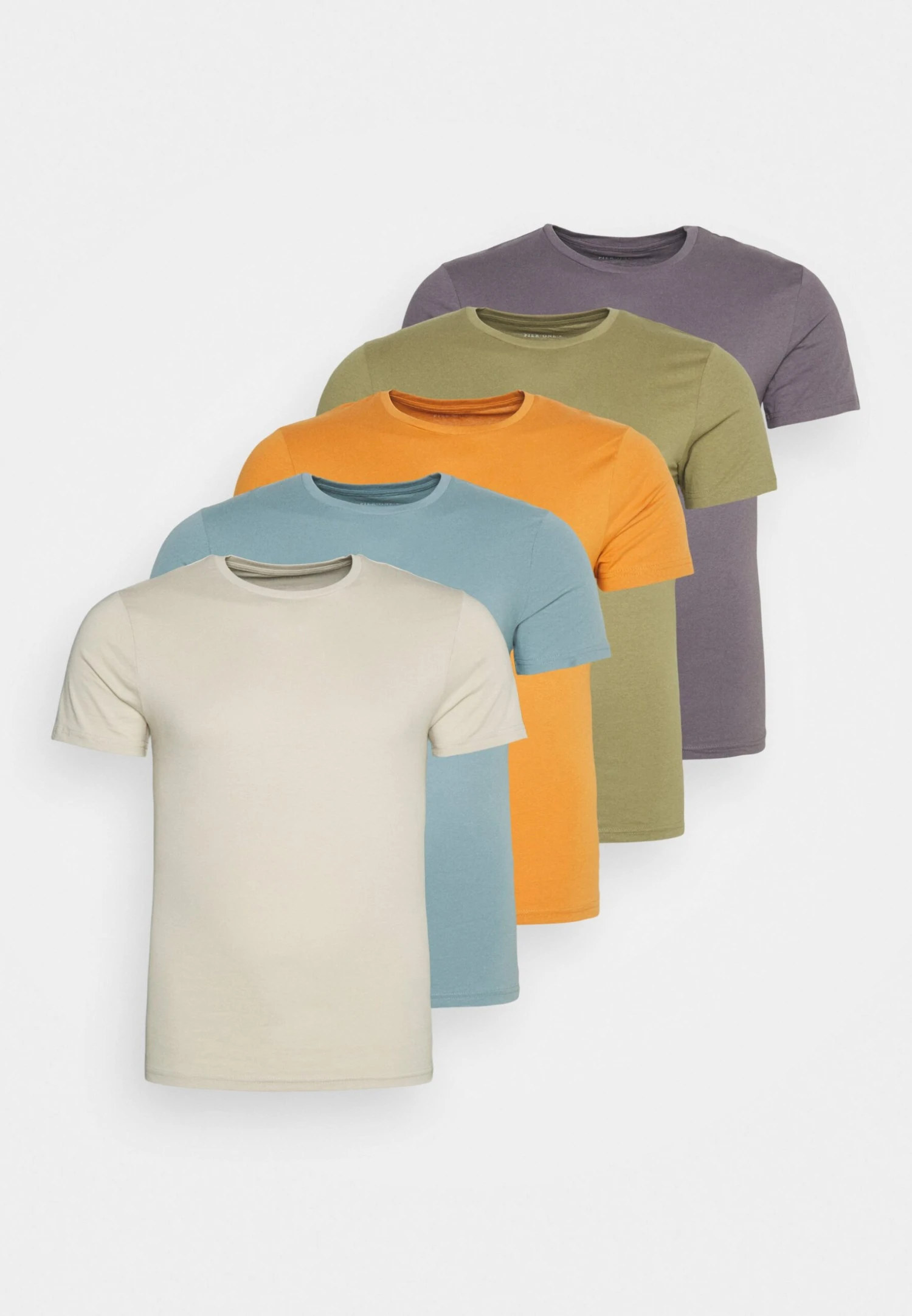 Pier One 5 Pack - Camiseta Básica - Orange/Dark Blue/Green 3 Pier One 5 Pack - Camiseta Básica - Orange/Dark Blue/Green