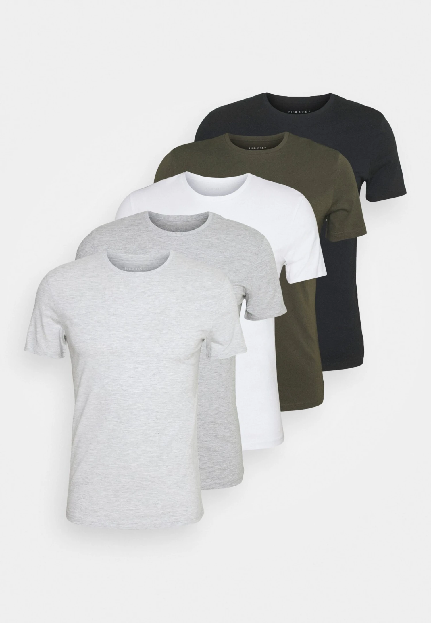 Pier One 5 Pack - Camiseta Básica - Black/White/Light Grey 10 Pier One 5 Pack - Camiseta Básica - Black/White/Light Grey - Imagen 8