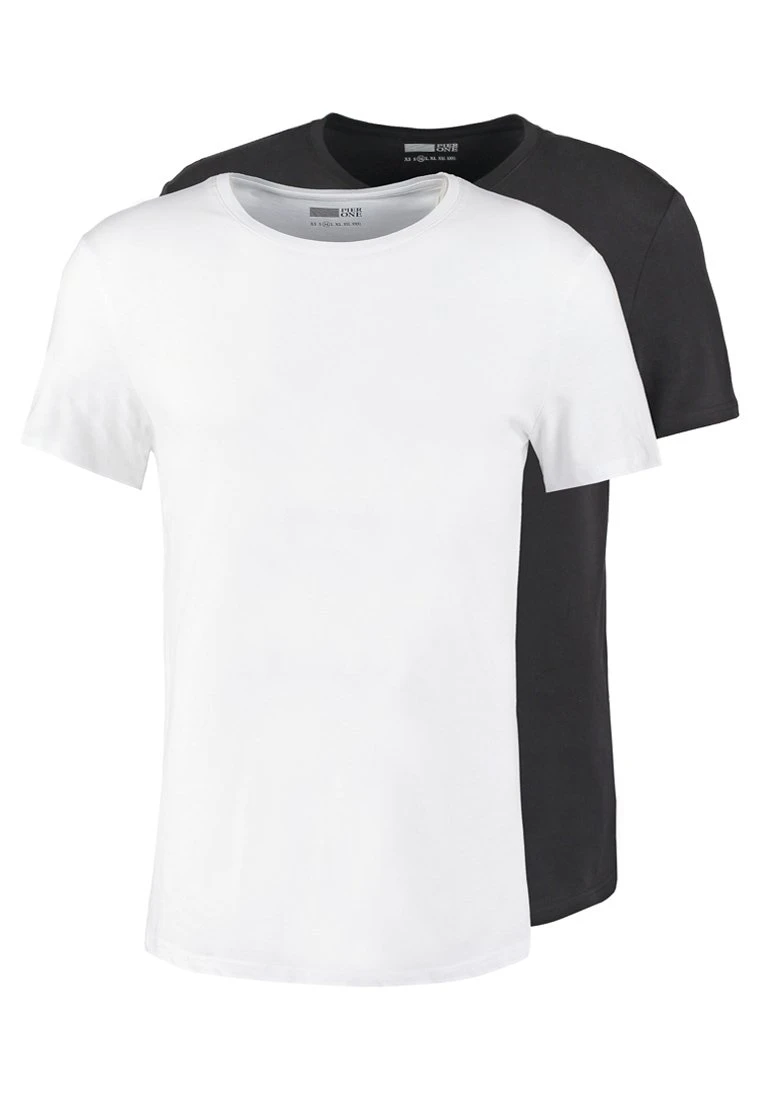 Pier One 2 Pack - Camiseta Básica - White/Black 4 Pier One 2 Pack - Camiseta Básica - White/Black - Imagen 2