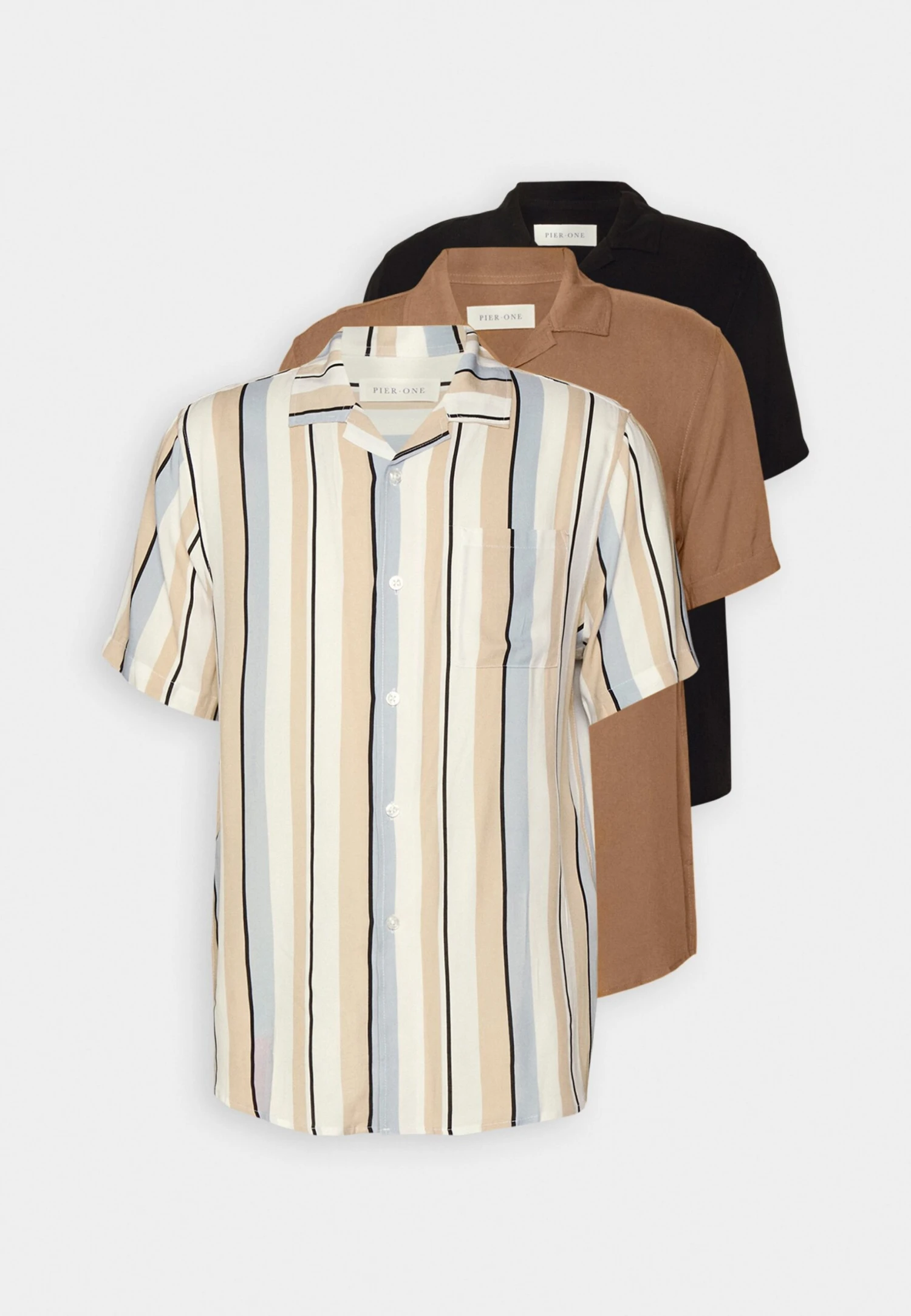 Pier One 3 Pack - Camisa - Beige/Black/White 8 Pier One 3 Pack - Camisa - Beige/Black/White - Imagen 6